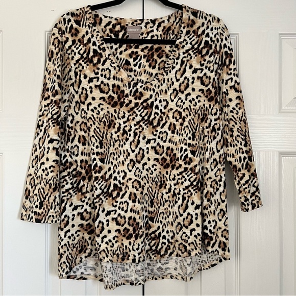 Chico's Tops - Chico's Leopard Print Tunic in Cream and Brown